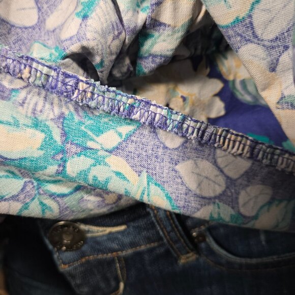 Vintage 80s Laura Ashley Blue Floral Peplum Top Size XS Upcycled Fairy Romantic - Picture 5 of 12